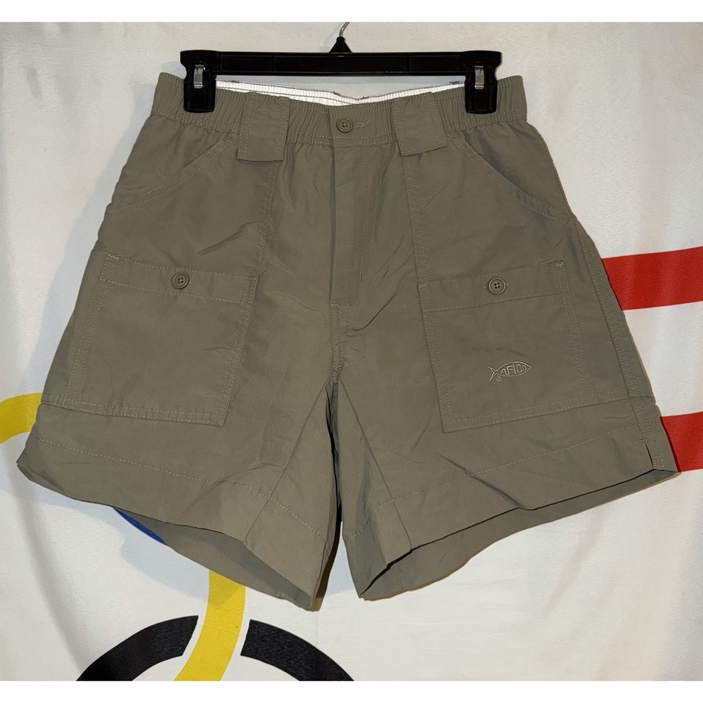 Aftco Shorts Mens 30 Green Fishing Nylon Pockets Outdoor